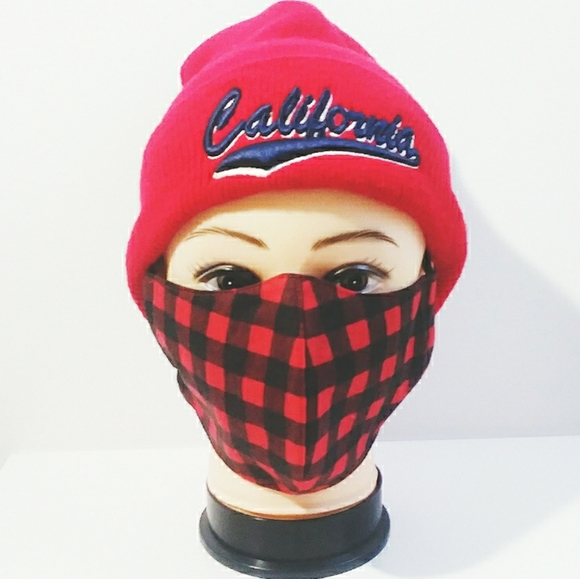 Red & Black Checkered Face Mask - Picture 4 of 8